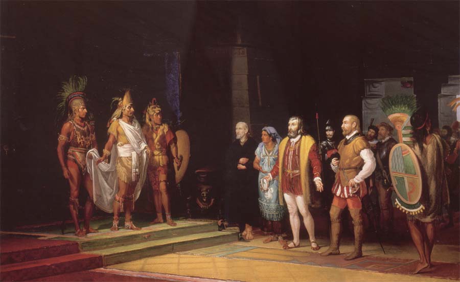 Montezuma shaken since the throne by the requests of the senor Malinche